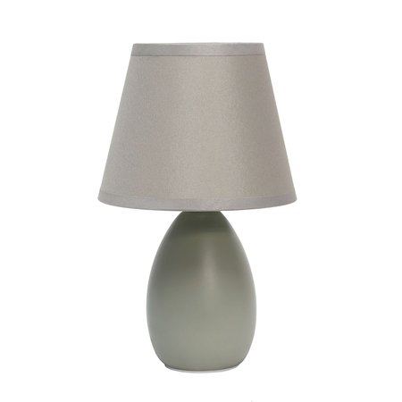 Simple Designs Mini Egg Oval Ceramic Table Lamp, Gray LT2009-GRY